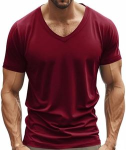 T-shirt de sport pour homme, coupe musclée, col en V, tissu biologique, motifs graphiques, vêtements de sport durables pour la gym - Product Image 1