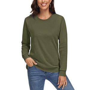 Pull en tricot à col rond à manches longues pour femme, couleur unie, haut décontracté, vêtement d'automne, coton, fibre de bambou, respirant - Product Image 2