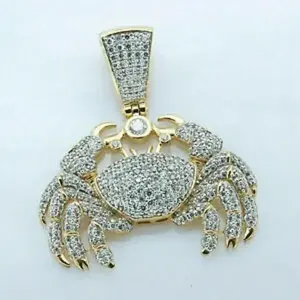 Pendentif Crabe Moissanite Hip Hop Iced Out, Pendentif Zodiaque Cancer Plaqué Or, Collier Bling Horoscope, Bijoux Personnalisés de Luxe pour Hommes - Product Image 4