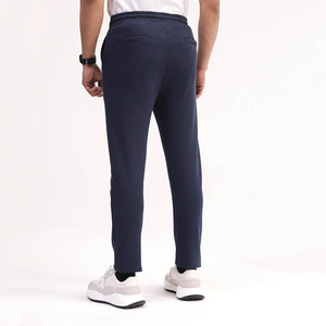 Wholesale Stylish Knitted Canvas Lightweight Cotton <b>Men's</b> <b>Navy</b> Blue Regular Fit <b>Joggers</b> Quick Dry Breathable Elasticated Waist - Product Image 2