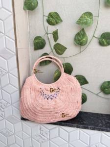 Bolsos de Playa de Paja Tejidos a Crochet, Diseño Vintage Personalizado, Bolso Tote Hecho a Mano, Nuevo Bolso Redondo de Hierba Marina Elegante para Mujer - Product Image 5