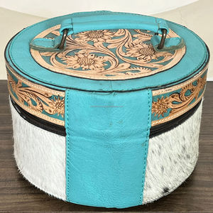 Best Seller Genuine Cowhide Jewelry <b>Box</b> <b>Set</b> Floral Design <b>Tooled</b> Leather Makeup Organize Travel Vanity Case Gift Storage <b>Box</b> <b>Set</b> - Product Image 6