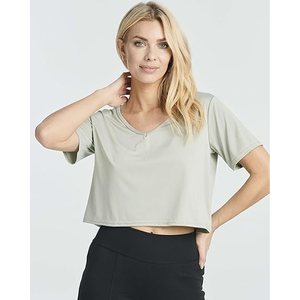 T-shirt court oversize basique pour femme en coton, coupe ample, manches courtes, style décontracté streetwear, logo personnalisé - Product Image 5