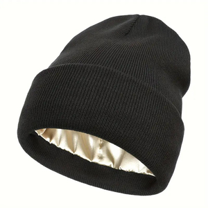 Unisex Solid Color Knit Beanie Hat 100% Acrylic Cuffed <b>Winter</b> <b>Cap</b> Casual Style for Adults Black - Product Image 1