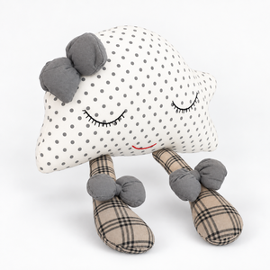 Coussin nuage à pois en peluche, coussin moelleux avec jambes brodées en forme de nœud, couverture d'anniversaire pour la décoration de chambre d'enfant - Product Image 3