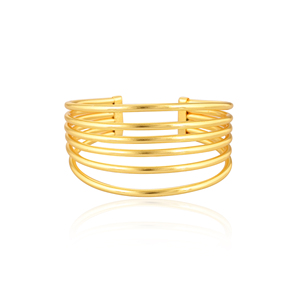 Bracelet manchette ajustable en laiton plaqué or, élégant et tendance, pour femmes et jeunes filles - Product Image 1