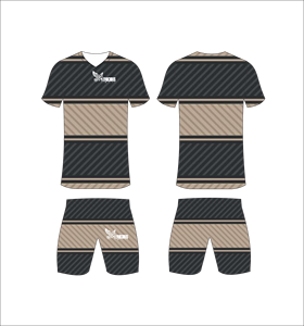 Conjunto de Uniforme de Fútbol Sublimado Personalizado, Diseño a Rayas Marrón y Negro, Transpirable, de Secado Rápido, Camiseta de Fútbol para Hombre y Niño - Product Image 1