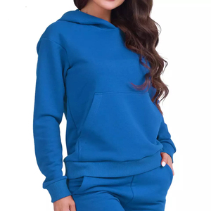 Sweat-shirt à capuche oversize pour femme, pull à capuche 100 % coton molletonné, motif uni, séchage rapide, manches longues, décontracté, avec poches - Product Image 3