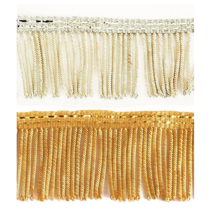 Fil de bouillon de qualité supérieure en gros, garniture élégante à franges argentées, dentelle à franges en fil métallique argenté pour usage liturgique textile - Product Image 3