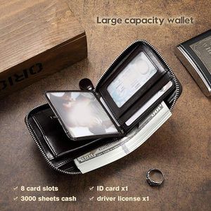 Cartera Corta con Cierre OEM de Alta Calidad, Cuero Genuino Marrón Encerado, Logotipo Personalizado, MOQ Bajo, Carteras Modernas con Múltiples Ranuras para Tarjetas - Product Image 5