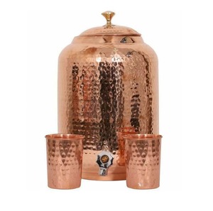 Distributeur d'eau en cuivre fiable avec couvercle, design chinois traditionnel, grande capacité, usage domestique - Product Image 4
