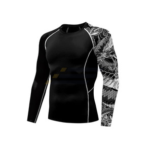 Factory Supply High Collar Breathable Quick Dry Spandex/Nylon Long <b>Mens</b> <b>Compression</b> <b>Shirt</b> Long Sleeve Rashguard - Product Image 1