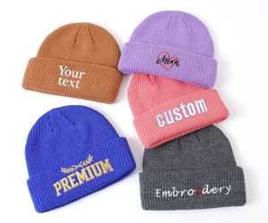 Bonnet tricoté côtelé personnalisé brodé avec revers, chaud pour l'hiver, unisexe, OEM/ODM - Product Image 5