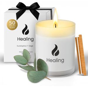 Candela Curativa alla Soia con Aromaterapia di Eucalipto, Pino, Salvia e Menta per Purificazione e Rinnovamento Energetico, Durata 50 Ore per Meditazione - Product Image 1