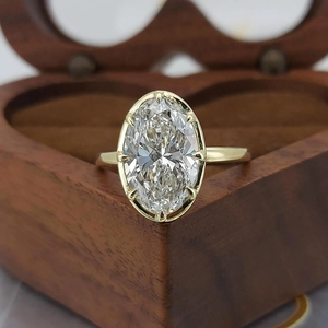 Anillo de compromiso de corte ovalado de 3.5 quilates, el mejor diseño, cultivado en laboratorio, oro macizo de 14K/10K, estilo clásico para mujer, diamante certificado para compromiso. - Product Image 4