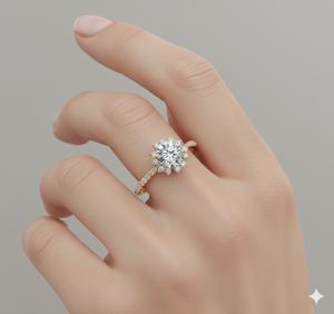 Anillo de Compromiso Vintage Aureola con Halo de Diamantes en Oro Certificado - Product Image 5