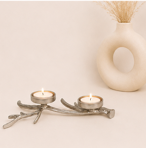 Handcrafted Silver Aluminum Tree <b>Branch</b> Tea <b>Light</b> Candle Holder Modern Metal Decorative Candlestick Stand For Luxury Home Decor - Product Image 2