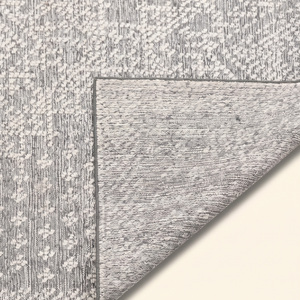Tapis DECORDEC gris clair ivoire en laine texturée, patchwork abstrait, écologique, antidérapant, tufté à la main, à poils épais, pour salon - Product Image 6