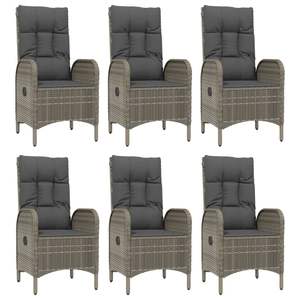 Conjunto de Comedor de Jardín de Ratán Gris para 6 Personas, Muebles de Exterior Resistentes a la Intemperie, Diseño Contemporáneo - Product Image 6