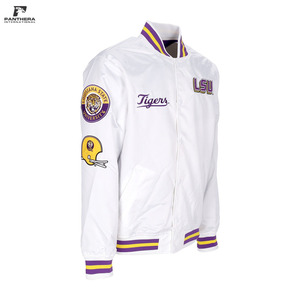 Veste en satin de sport de haute qualité pour hommes, tissu satiné, boutons sur le devant, broderie personnalisée, vestes de baseball en satin - Product Image 3