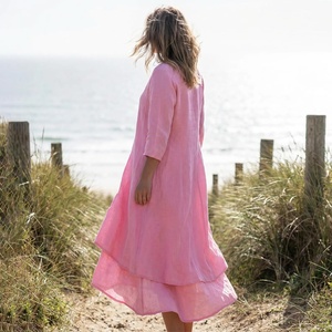 Top Selling Plus Size Linen Two Piece <b>Dress</b> with Side Pockets <b>Loose</b> Casual Spring Summer <b>Dress</b> for Women Comfortable Fit - Product Image 2