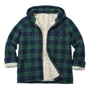 เสื้อแจ็คเก็ตผ้าฟลานเนลลายสก็อตบุขนเชอร์ปาสำหรับผู้ชาย OEM ผลิตจากผ้าฝ้ายออร์แกนิค อุ่นสบายสำหรับฤดูหนาว สวมใส่สบายๆ สำหรับกิจกรรมกลางแจ้ง ขายส่ง รับผลิตแบบ ODM - Product Image 1