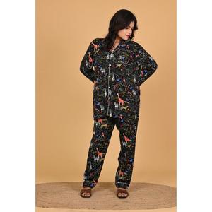 Conjunto de Pijama para Mujer, Poliéster Crepé, Estampado Floral, Transpirable, Ropa de Dormir Suave y Elegante para Verano, Otoño y Primavera - Product Image 4