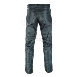 Versatile Men Leather <b>Pants</b> Comfortable Straight Leg Design For Riding Fashion Daily Wear And Outdoor Use - Product Image 3
