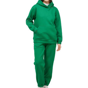Chándal 2 en 1 con Capucha Verde para Hombre, Color Sólido, Largo, Casual, Holgado, Otoño, 100% Algodón, Transpirable, con Bolsillos Laterales Delanteros - Product Image 1