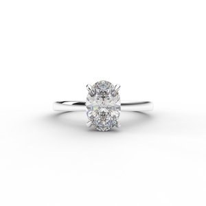 Luxury Women's 14K Solid White / Yellow / Rose Gold Oval White Lab-grown <b>Diamond</b> Ring with IGI Certificate - Product Image 6
