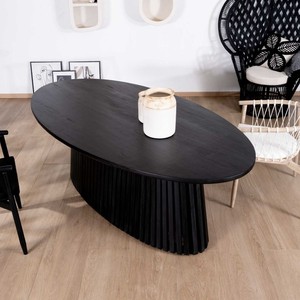 Mesa de comedor Vandana Ivory Space de 210 cm en teca negra con pedestal central calado Dutipi - Product Image 2