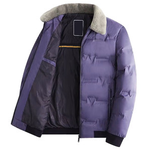 <b>Men's</b> Casual Winter Jacket with Stand <b>Fur</b> Collar New Materials Cotton Blend Warm <b>Coat</b> <b>for</b> Mature <b>Men</b> with Front Logo - Product Image 3