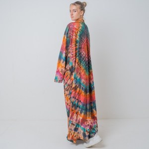Precio de fábrica al por mayor 100% rayón Tie Dye estilo bohemio Kimono cómodo ajuste suelto chaqueta de verano cubierta de playa 1 pieza - Product Image 2