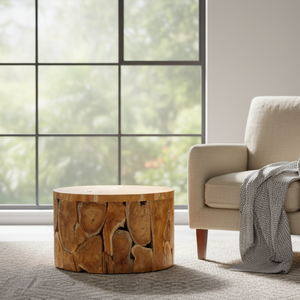 ARTERRA Premium exhibe exquisitas piezas de madera artesanales que destacan la textura natural de la raíz de teca, marca Rustic Teak Drum. - Product Image 4