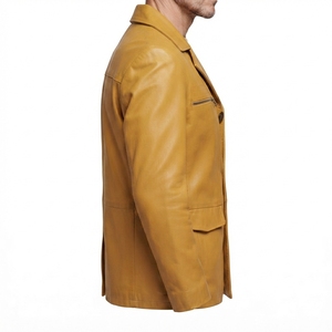 Chaqueta Blazer de Moda Premium para Hombre, de Cuero Genuino de Vaca, con Cuello Alto, Impermeable y Ecológica, Proveedor OEM ODM Personalizado - Product Image 2