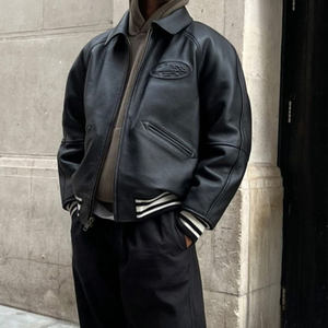 Veste en cuir PU tissé pour homme, style motard, décontractée, coupe slim, grande taille, vintage, en polaire, vente en gros d'usine SIDDIQUI HOSINEX - Product Image 2