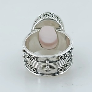 Rose <b>Quartz</b> Oval <b>Ring</b> 925 Sterling Silver Handmade Promise Jewelry for her Bezel setting <b>Ring</b> January Birthstone Jewelry - Product Image 4