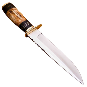 Cuchillo de Hoja Fija para Exteriores, Hoja de Acero Inoxidable de Grado Industrial con Punta Caída, Funda de Madera Negra con Costuras Rojas para Camping - Product Image 6