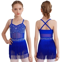 Justaucorps de danse latine et tango pour filles de 6 à 16 ans, avec franges, une pièce, robe de danse, vêtements de danse pour spectacles de tango, cours de danse, entraînements