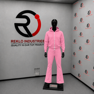 Conjunto Deportivo Rosa para Hombre, Sudadera con Cremallera Completa y Pantalones Acampanados, Conjunto de Dos Piezas, Ropa Deportiva Informal, Venta al Por Mayor Personalizada - Product Image 3