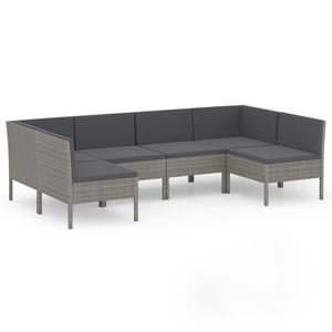 Set Lounge da Giardino Grigio Antracite 6 Posti in Rattan Arredamento da Esterno Design Contemporaneo - Product Image 2