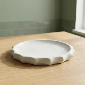 Round Marble Storage <b>Tray</b> Minimalist Design Durable Tabletop Accessory For Bathroom Indoor Use - Product Image 2