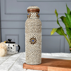 Premium Eco-Friendly Pure Copper Water Bottle Leak Proof Handcrafted Hammered Design Hot/Cold Retaining Customizable Home Office - Product Image 6