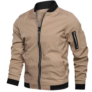 Chaqueta Bomber Slim Personalizada en Color Borgoña, Azul Marino, Negro Azabache y Caqui Desierto para Hombre, Ropa Exterior de Moda OEM - Product Image 3