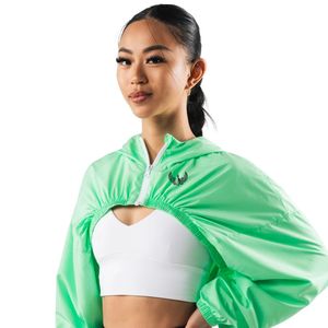 Women's Mint Green Cropped Windbreaker <b>Jacket</b> Lightweight Full Zip <b>Workout</b> Gym Running Activewear Long Sleeve <b>Jacket</b> - Product Image 2