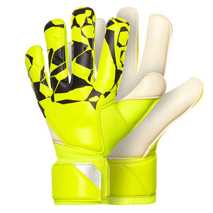 Guantes de Portero de Fútbol de Dedo Completo, Color Amarillo Neón con Patrón Negro, Antideslizantes, Material PU, Impermeables, Cierre con Cordón, Unisex - Product Image 1