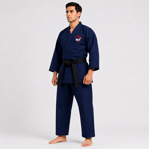 Uniforme de Karate Azul Marino para Hombre, Logotipo Bordado, Corte Regular, 100% Algodón, Ropa de Entrenamiento Resistente, Prenda de Artes Marciales para Adultos - Product Image 3