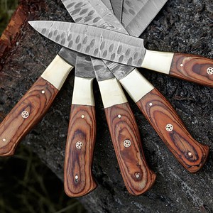 Custom Premium A&M ENTERPRISES Damascus Chef <b>Knife</b> <b>Set</b> Ambidextrous Handles Polished Straight Edge Blades-Outdoor Camping Hotel - Product Image 2