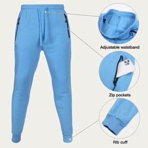 Adjustable Waistband Men's Fitness Tracksuit Kangaroo Pocket <b>Hoodie</b> Zippered Pocket Trouser Cotton Fleece Tracksuit OEM Service - Product Image 4