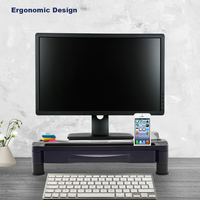 Escritorio de Oficina Moderno Negro, Soporte para Computadora y Impresora, Almacenamiento, Altura Ajustable, Plástico ABS, Capacidad de 40 Libras, para Escuela y Dormitorio